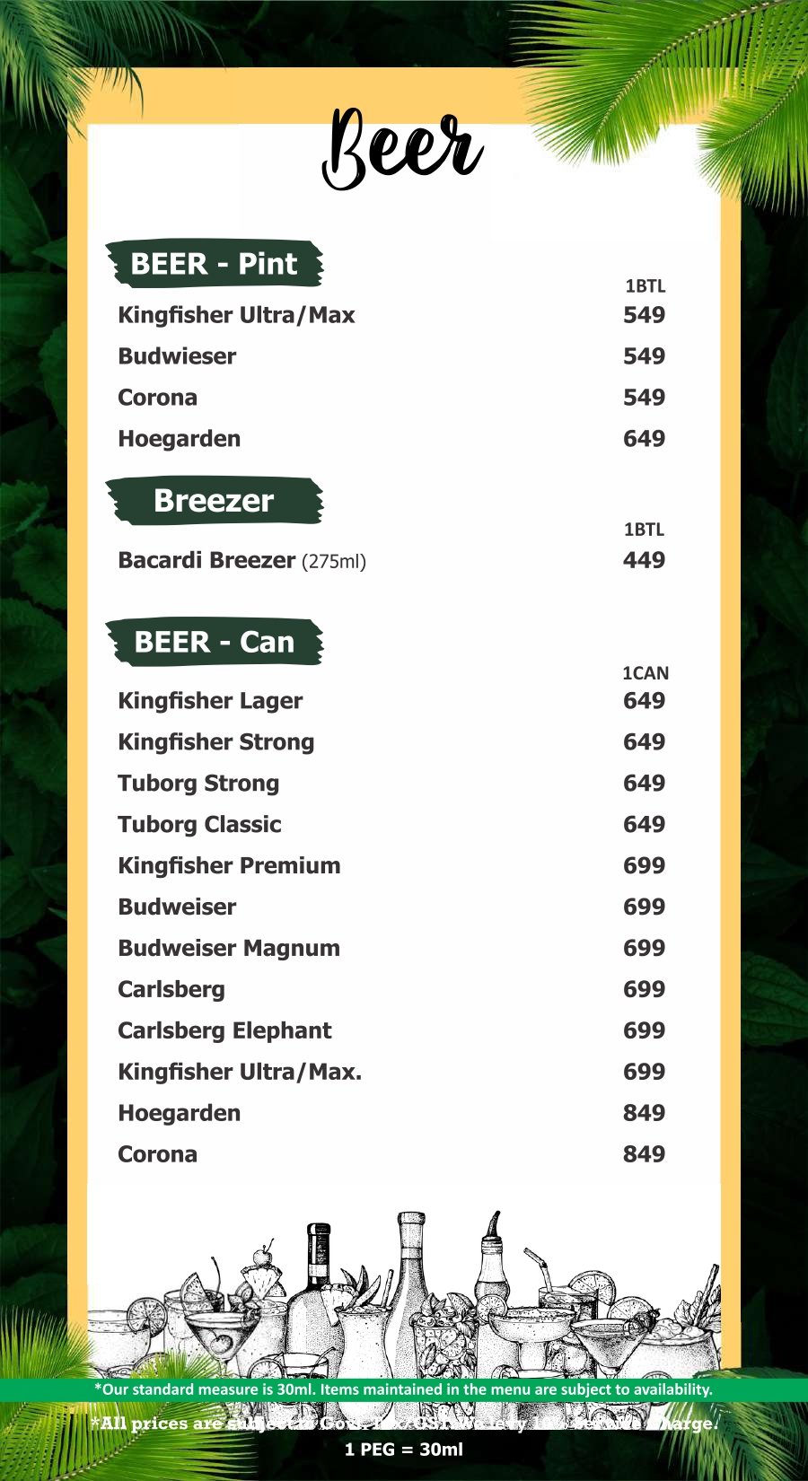 Soho bar menu page 2