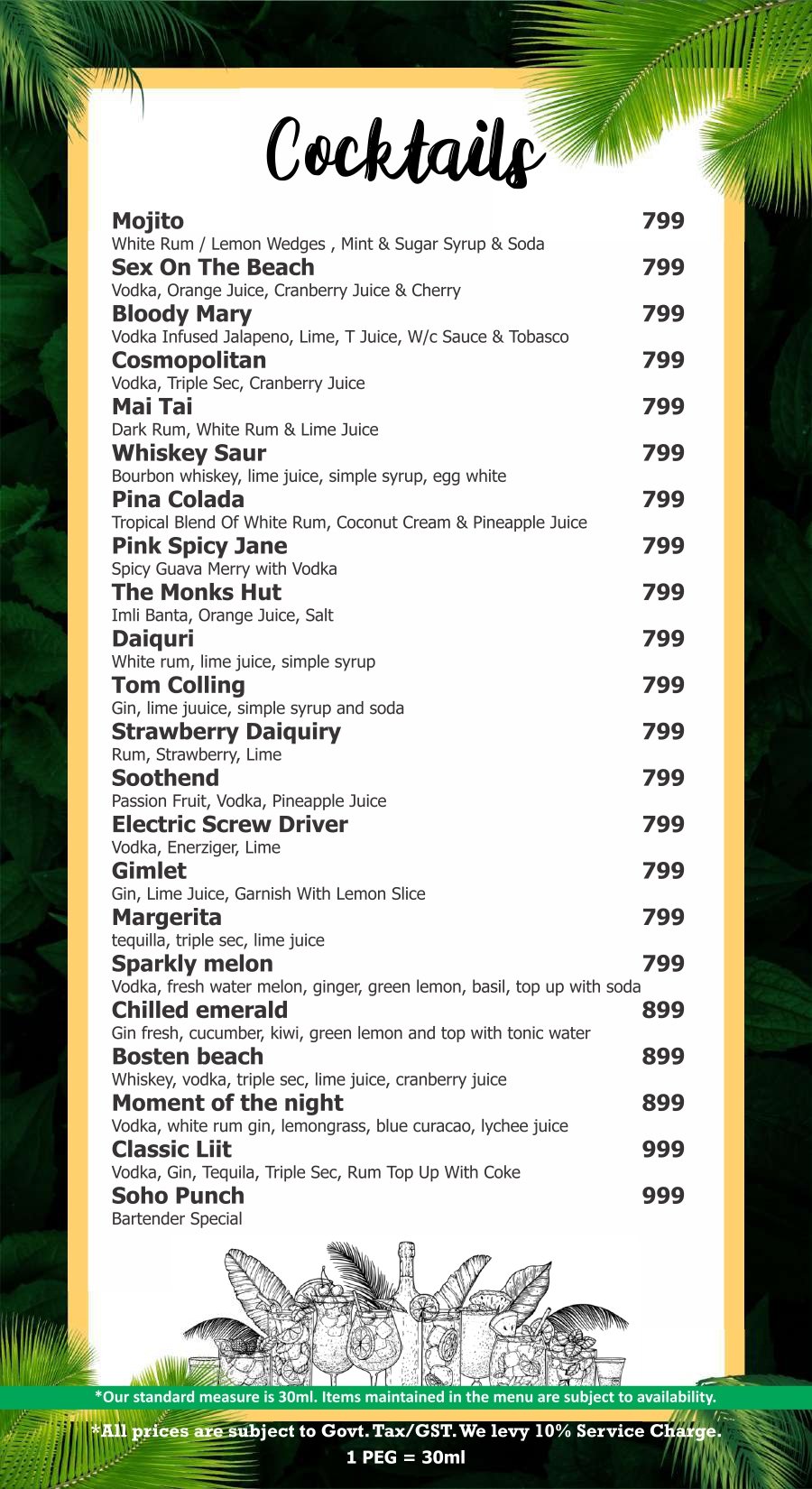 Soho bar menu page 6