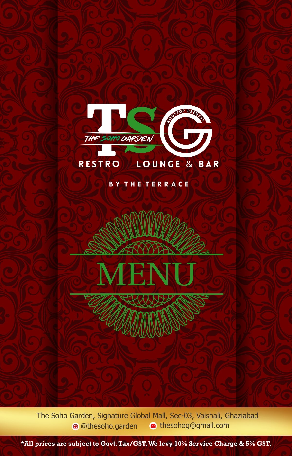 Soho food menu page 1