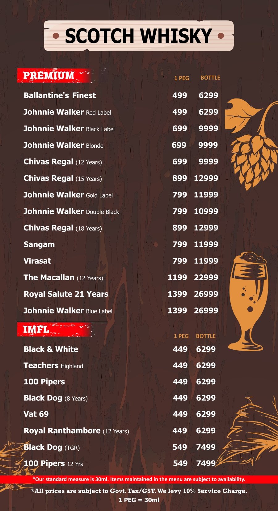 Terrace bar menu page 3