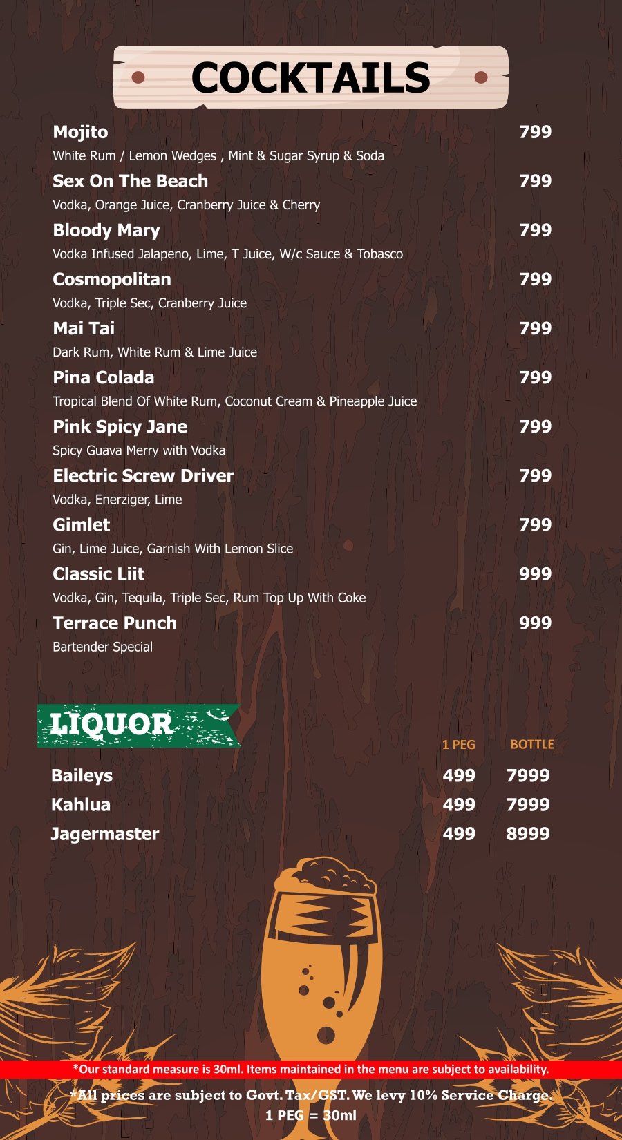 Terrace bar menu page 6