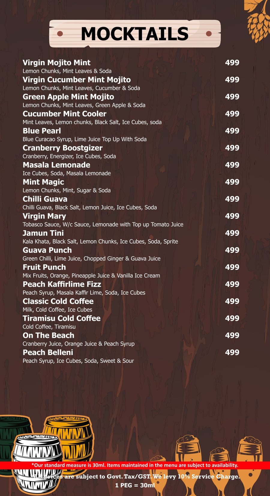 Terrace bar menu page 7