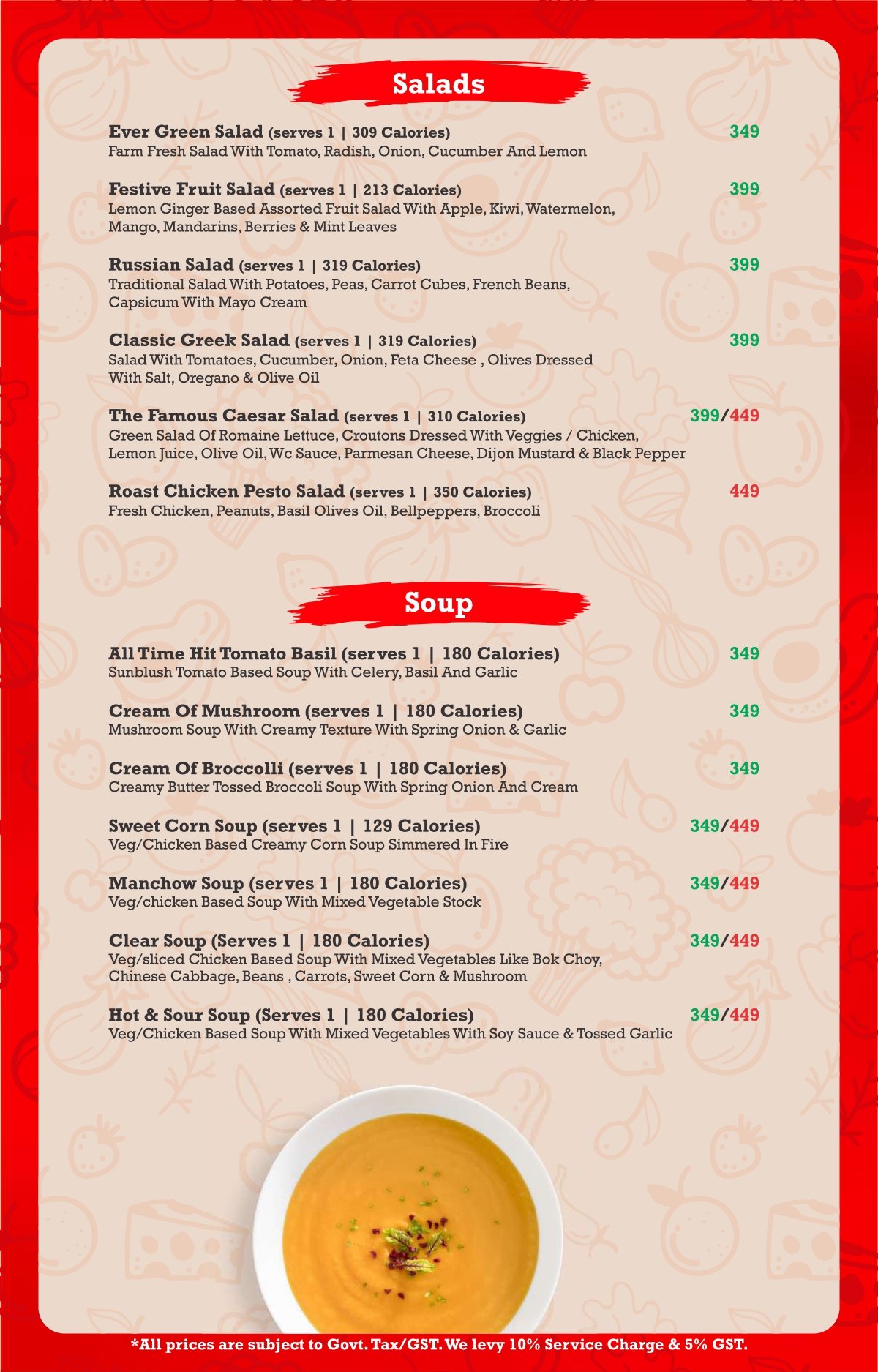 Terrace food menu page 2