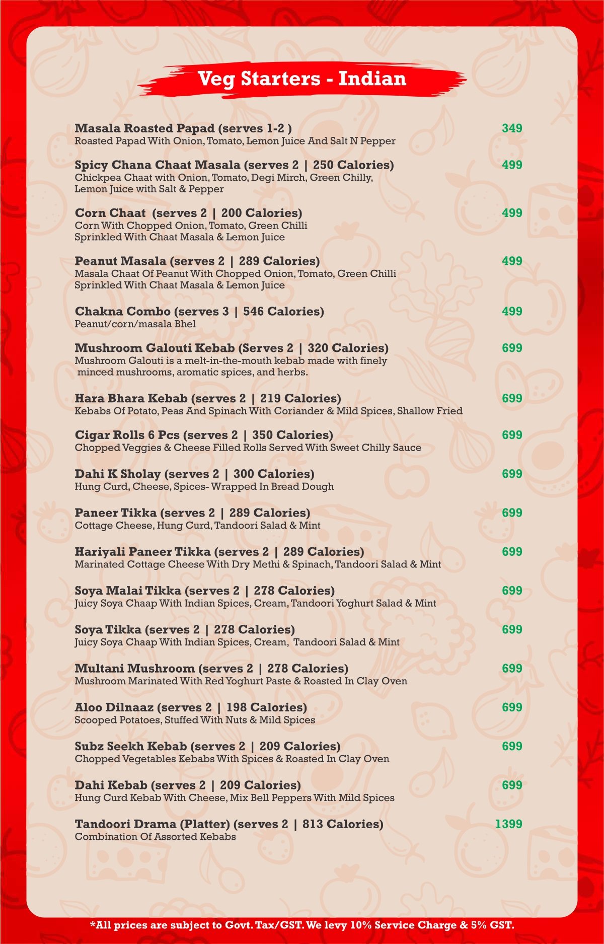 Terrace food menu page 4