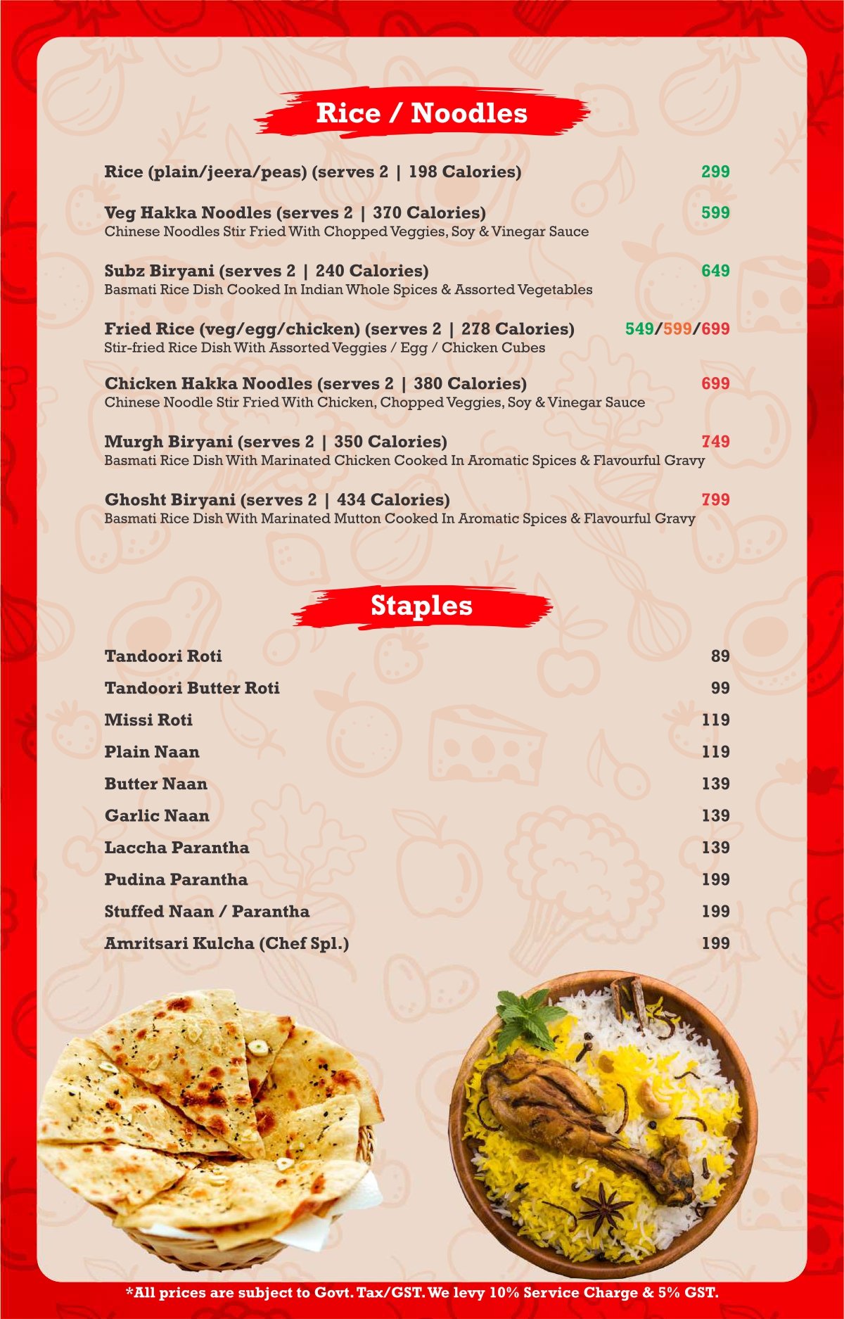 Terrace food menu page 14