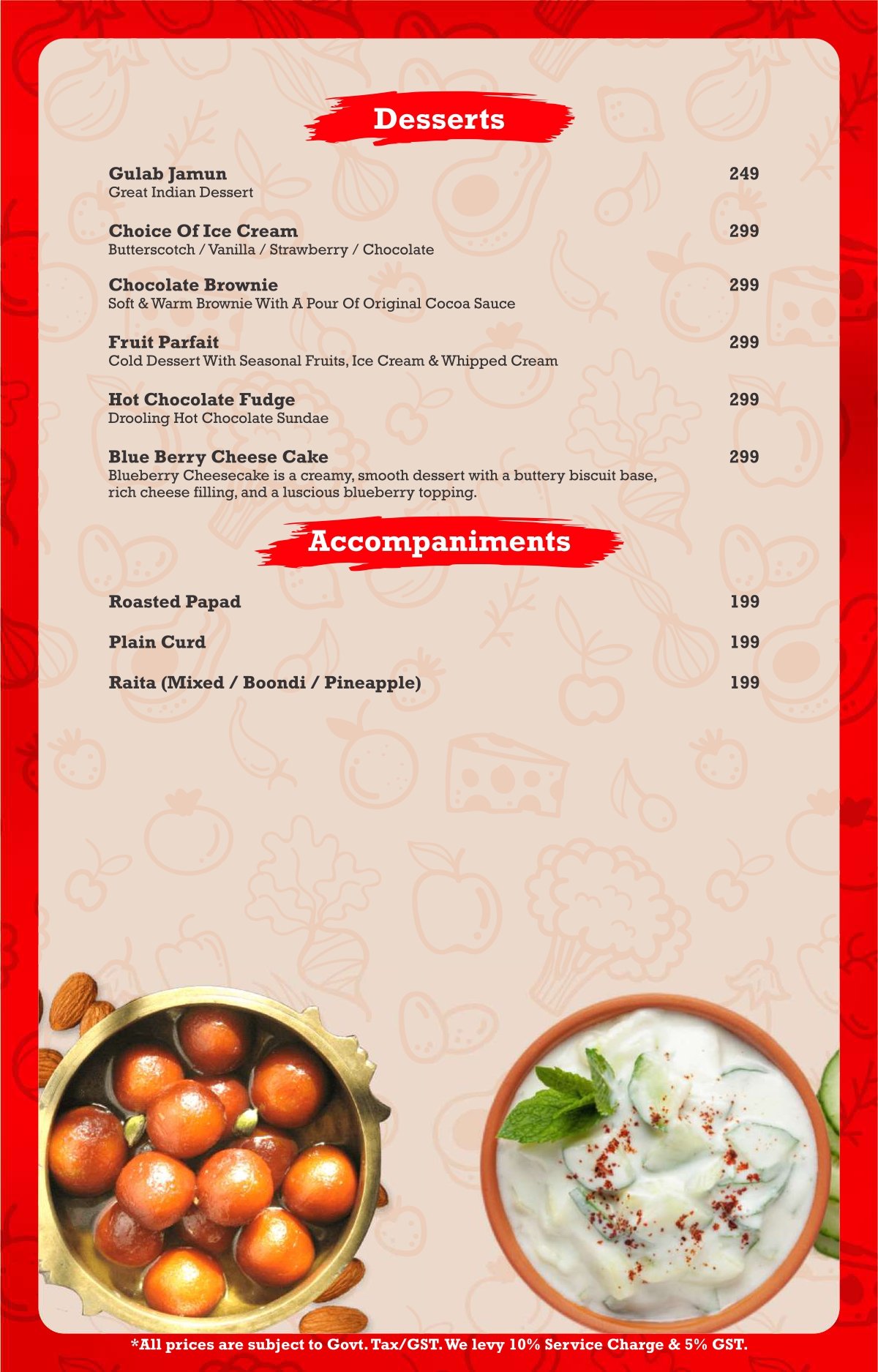 Terrace food menu page 15